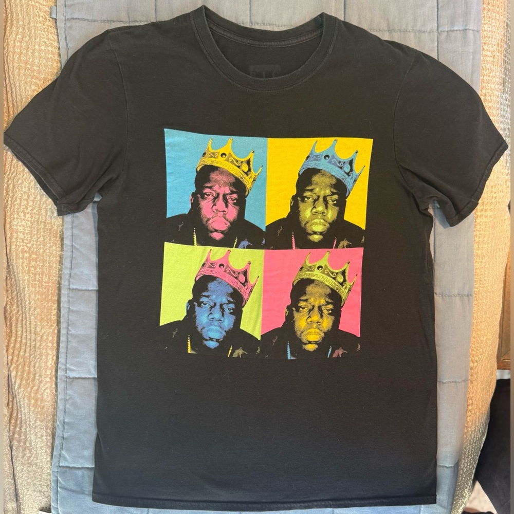 Notorious B.I.G. Biggie Smalls Graphic T-Shirt Black Pop Art Hip Hop Tee Size M
